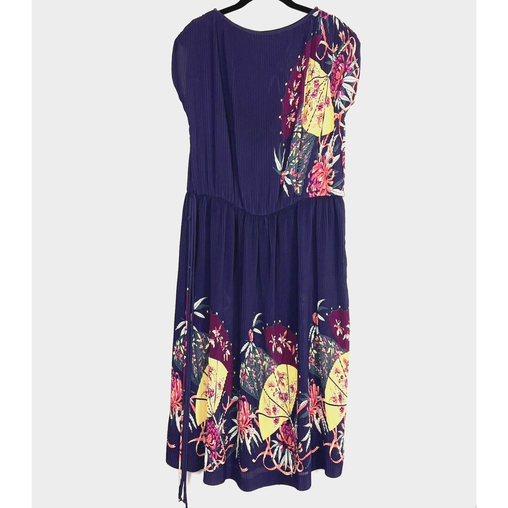 JT Dress Vintage Womens Large Blue Floral Short Sleeve Elastic Waist Pullover - Picture 2 of 12